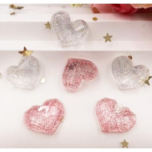 New 10PCS Shiny Glitter Crystal Faceted Heart Flatback Rhinestone Scrapbook DIY Wedding Appliques Ornaments F871