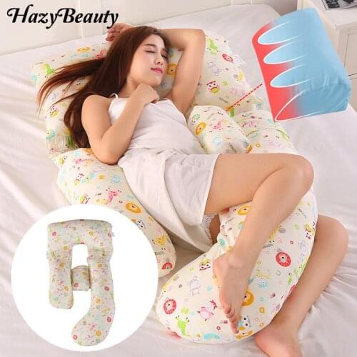 HazyBeauty 100% Cotton Pillow For Pregnant Women Belly Contoured Maternity U Shaped Body Pillows For Side Sleeper Removable