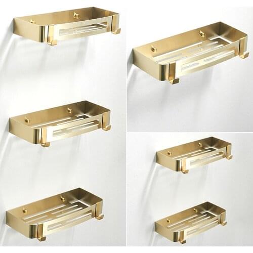 304 Stainless Steel Bathroom Accessories Towel Rack Shelf Polished Gold Shower Corner Shelf Organizer Wall Shelves Metal Shelf