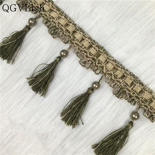 QGVLish 12M/lot Pearl Beads Curtain Tassel Fringe Lace Trim Belts Ribbon DIY Sewing Sofa Stage Curtain Accessories Home Decor