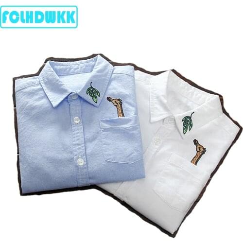 2-10Years Fashion Toddler Kids Boy Girl Short Long Sleeve Shirts giraffe Print Tee Tops Clothes 2019 New Spring Boys Blouses