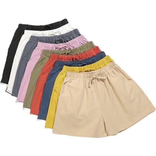 Cotton Linen Shorts Women Summer Thin Outerwear High Waist A-line Wide Leg Shorts Loose Casual Sportswear Beach Shorts Plus Size