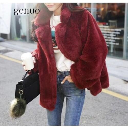 Fur & Faux Fur Coat For Women Denim Tops & Jacket Female Artificial Sheepskin Coats Fluffy Rabbit Fashion