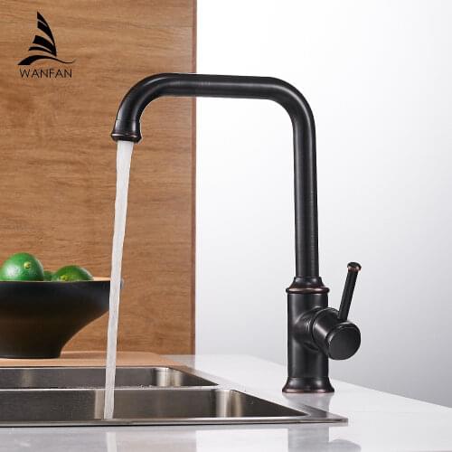 Kitchen Faucets Black Color Brass Crane Kitchen Faucets Hot and Cold Water Mixer Tap Single Hole Mixer Tap torneira WF-18059