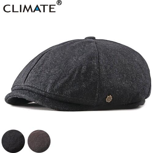 CLIMATE Vintage Hats for men Newsboy Cap Men Casual Beret Warm Blank Solid Hat Flat Newsboy Cap Wind British Style Hat for Men