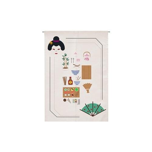 Japan style cotton Japanese restaurant door window curtain home decoration hanging living room kitchen cafe bar coffee house