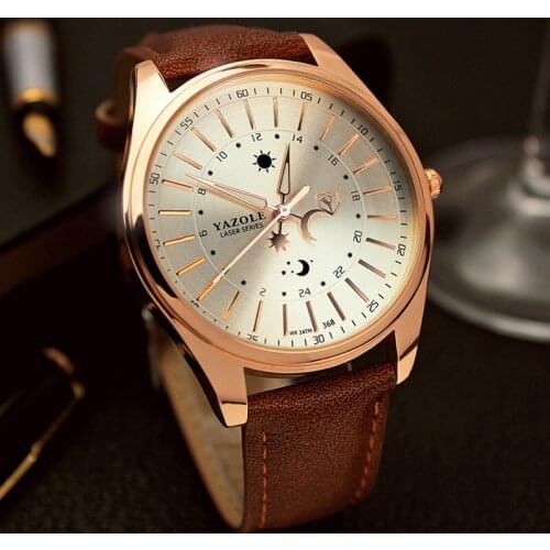 YAZOLE Fashion Luxury Business Men Watch Unique 24-scale Dial Practical Luminous Function Quartz Movement Water Resistant 368