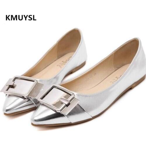 2018 New Fashion Metal Sequins Pointed Toe Women Flats Woman Shoes Bow-knot Ballet Flats
