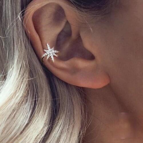 1 Pc Korean Fashion Silver Plated Ear Clip for Women AAA Zircon Star Without Piercing Clip Earring Charm Lady Daily Wear Jewelry