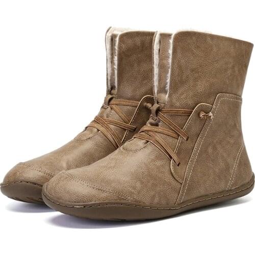 Ladies Short Boot Women Winter Shoes Plush Warm Fur Boots Leather Shoes Cowboy Boots for Women Bota Nieve Calida Mujer Free Ship