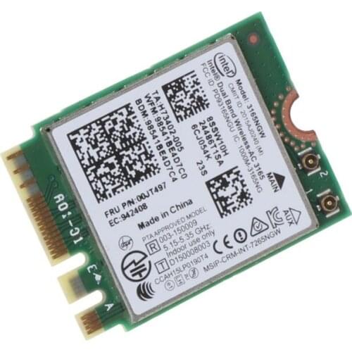 00JT497 3165NGW Wireless-AC Dual Band for lenovo ThinkPad Bluetooth WiFi IBM Card Laptop Wlan