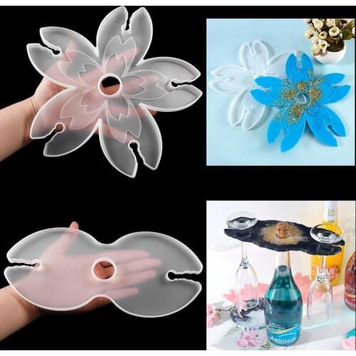 1Pcs Wine Rack Silicone Molds Red Wine Shelf Tray Cup Pad Wine Glass Holder Epoxy Resin Casting Mold Table Decoration For Family