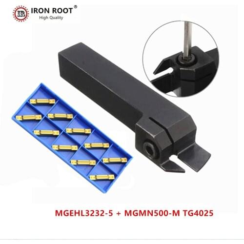 1P MGEHR2525-5 / MGEHL2525-5 Grooving Tool Holder + 10P MGMN500 CNC Carbide Insert Metal Lathe Cutting Turning