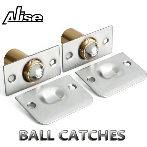 2PCS Stainless Steel Door Stop Magnetic Door Stopper Catcher Adjustable Door Catch 17MM Dia Closet Door spring Ball Catch