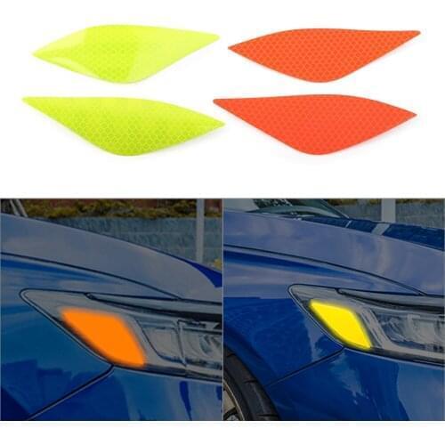 2Pcs Auto Car Front Head Light Lamp Reflector PVC Auto Car Stickers For Honda Accord 2018 2019 2020 Yellow/Orange