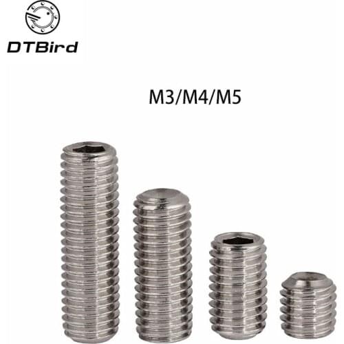 20 or 50pcs M3/M4/M5 304 Stainless Steel Concave End Tighten Screw Headless With Six Corners Inside Hex Socket Set Grub DIN916