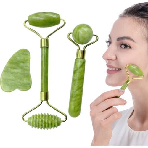 2021 Hot Jade Roller Massager for Face Gua Sha Jade Stone Face Massager Thin Face Lift Anti Wrinkle Facial Beauty Skin Care Tool