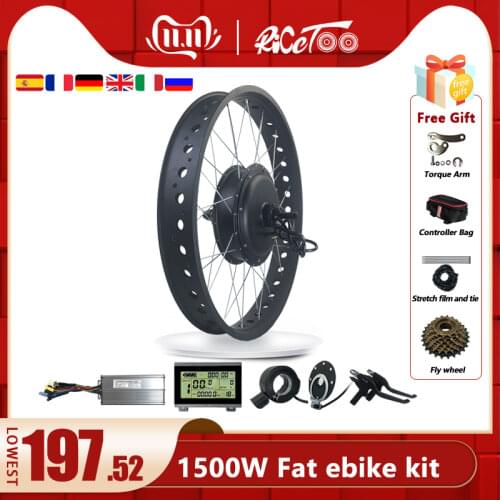 48V1500W Electric Bike Rear Brushless Hub Motor Wheel Conversion Kit Snow Ebike Wheel Motor Rim 20" 26"×4.0 Fat Tire Kit