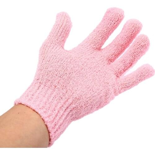 5pcs Practical Shower Bath Gloves Exfoliating Wash Skin Spa Massage Scrub Body Scrubber Glove Random Color