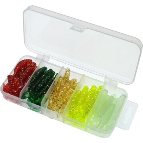 50pcs/box 5cm Colorful Capuchin Maggots Soft Bait Tackle Wobbler Jigging Fishing Lure Silicone Gear Lures Fake Worm Shrimp Baits