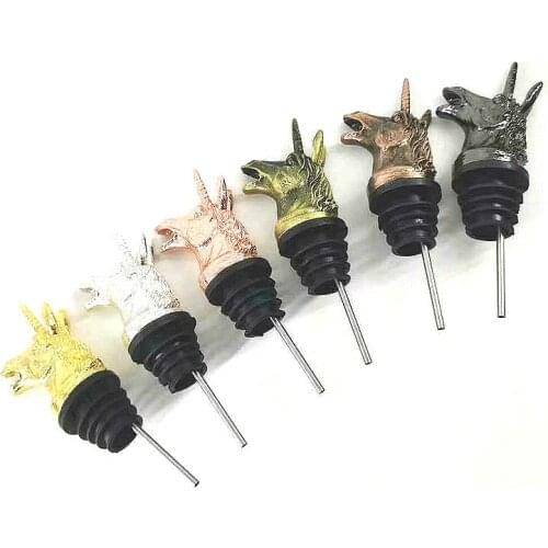 6 Colors Unicorn Wine Mouth Pour Spouts Exquisite Creative Wine Pouring Wild Grid One-Horn King Bar Tool Accessories Decorations