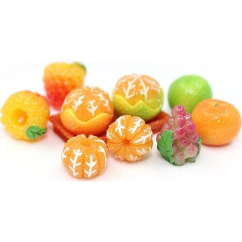 6 pcs Mini Orange Resin Food Mininature Home Decoration