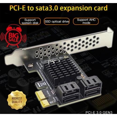 ASM1064 SATA PCIe Adapter 4 Port SATA III To PCI Express 3.0 X1 Controller Expansion Card Adapter Video Card Cable Extender