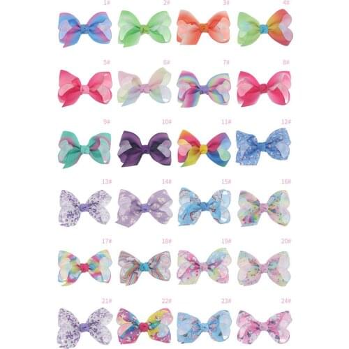 Boutique 20pcs Fashion Cute Gradient Grosgrain Bow Hairpins Unicorn Ribbon Bowknot Hair Clips Princess Headwear Hair Accessories