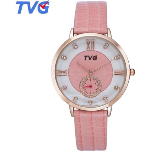 TVG Brand Women Luxury Watch Leather Strap Casual Quartz Watch Ladies Diamond Watches Clock Women Dress Watch Relogio Feminino