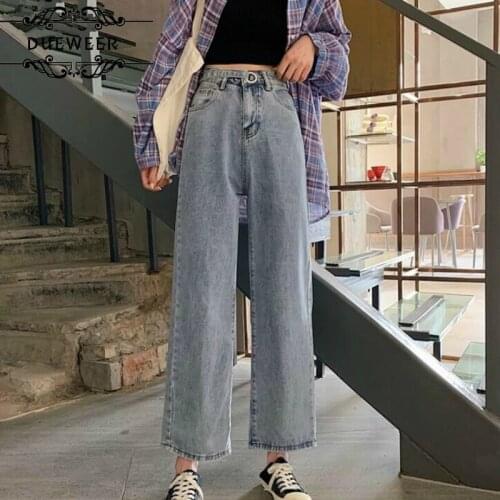 Dueweer Jeans Women Denim Pants High Waist Ankle-length Washed Fashion Casual Korean Style Streetwear Autumn