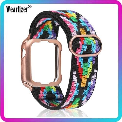 Elastic Watch Band for Apple Watch SE Scrunchies Nylon Loop Belt Strap Case Cover Adjustment Band for iWatch Series 6 5 4 3 2 1
