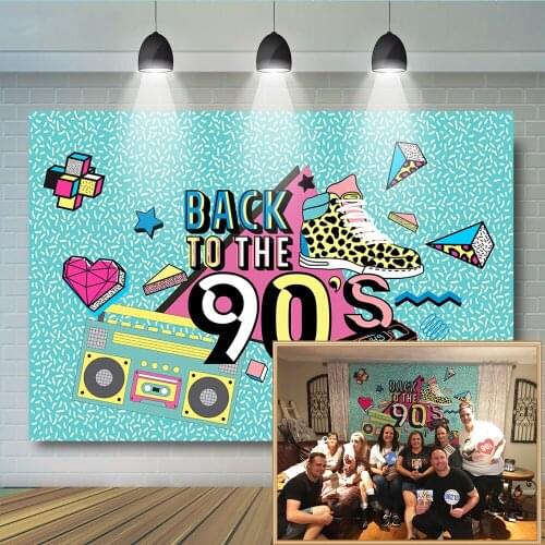 Back to the 90s Party Photography Backdrop Hip Hop Theme Party Background Customized Old Friend Backdrops for Photo Studio