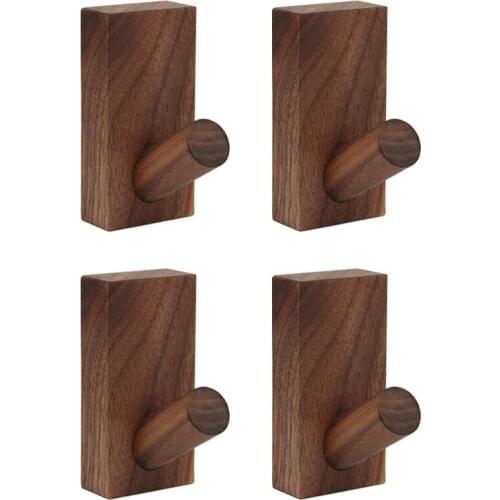 G6DA 4pcs Natural Wooden Coat Towel Robe Hooks Wall Mounted Decorative Bag Hats Belt Storage Organizer Vintage Hanging Rack