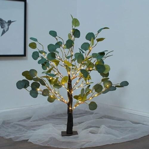 70CM Battery Operated Artificial Bonsai Tree Lights 90LED Christmas Simulation Tree Fairy Light Green Leaves Holiday Decor Lamp