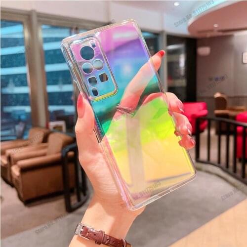 Laser Gradient Rainbow Silicone Phone Case For VIVO X60 X50 Pro Y70S Y51S Y50 Y52S Y31S Y73S S7E Y15 Y17 Y5S Clear Back Cover