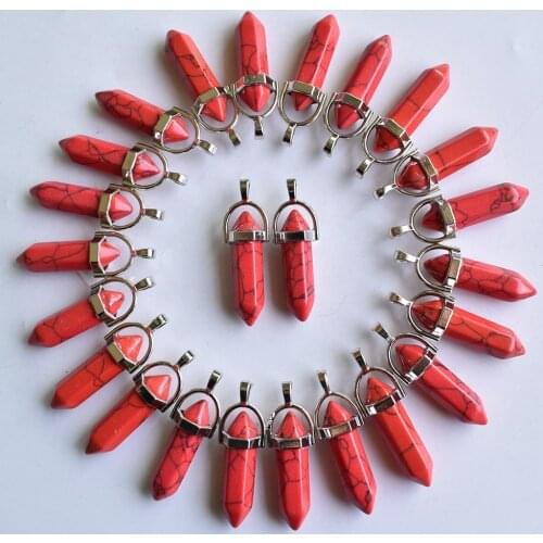 2020 Fashion Hot Selling hexagonal pillar Charms Stone Pendants Teardrop 24Pcs/lot Wholesale Free shipping