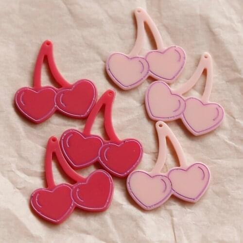 Retro cute style tracing love cherry resin pendant Japanese DIY handmade earrings accessories jewelry materials