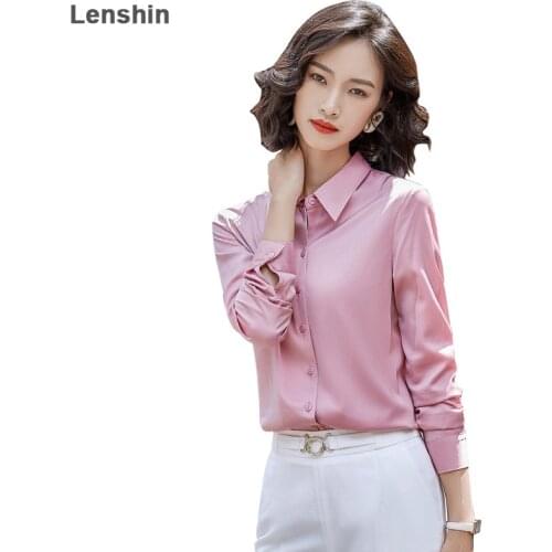Lenshin Fashion elegant Full sleeves Blouse Work Wear Office Lady Female Tops Chemise Loose style