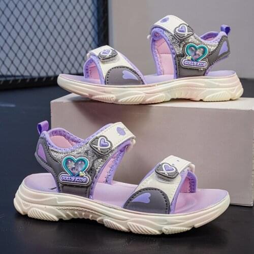 Brand Fashion Anti-slip Girls Summer Flat Sandals 2021 TPR Bottom Children Kids Girls Sports Beach Shoes Comfortable Sandals