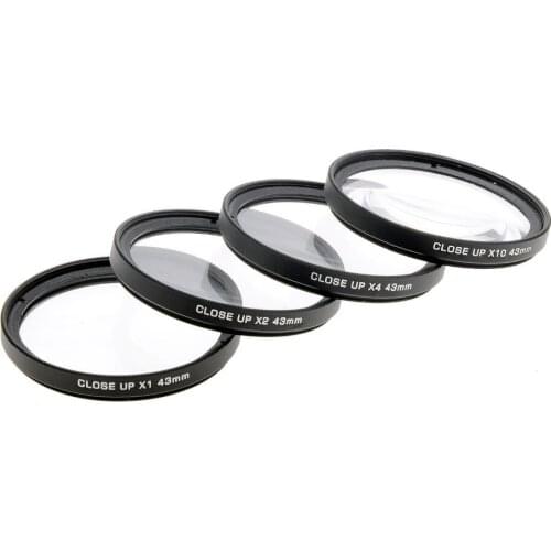 JUST NOW High-Profession Close Up Macro Lens Kit (+1 / +2 / +4 / +10) Diopter Filters Set for DSRL camera - Black (43mm)