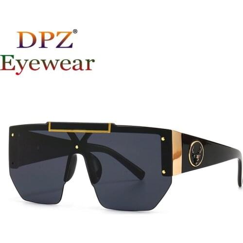 2021 New Luxury Modern Oversized Square Frame One-Piece Sunglasses Fashion Men Women Retro Brand Design Sunglasses Oculos De Sol
