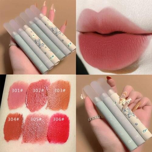 Nude Lip Gloss Matte Rose Red Warm Colors Light Ice Cream Appearance Long Lasting Waterproof Velvet Lip Glaze 6 Colors Cosmetic