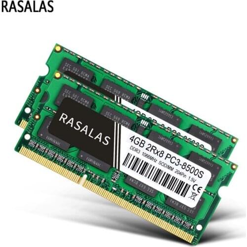 Rasalas DDR3 4G 8G RAM Memory Laptop 8500 10600 12800MHz SODIMM 1.5V Notebook Memoria RAM 1066 1333 1600O перативная Nамять