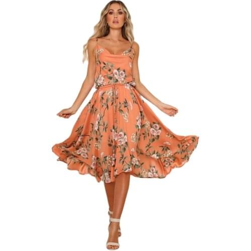 Dress for women Summer printed Women Sleeveless Backless Tops Short Sleeve Shirt Suspender Floral Dresses Women Korean Sundres