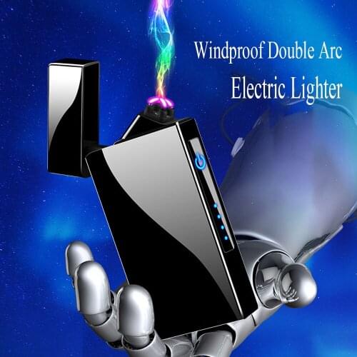 Plasma Electric Lighter Gadgets For Men Touch Induction Double Arc USB Charging Windproof Lighter With Power Display