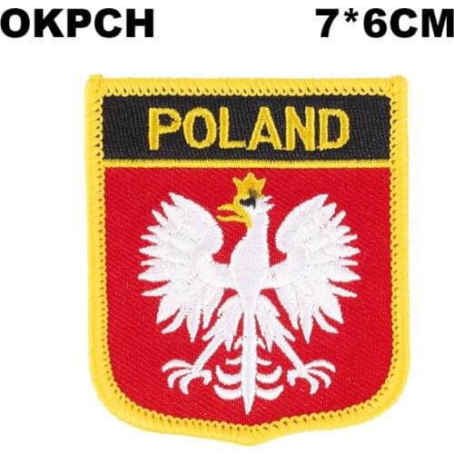 Poland Bird Shield Shape Iron-on Flag Patch Embroidered Saw on Badges Patches for Clothing PT0039-S