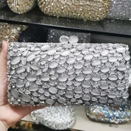 Silver Big Stone Wedding Purses For Women Diamond Crystal Bridal Clutches Best Designer Ladies Rhinestone Dinner Minaudiere