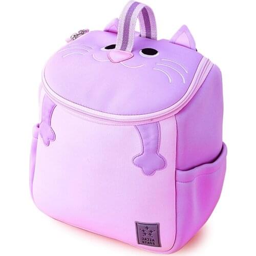 Purple Cat School Bags for Girls Nursery School Boys Kids Backpacks Fashion Cute Animals Design Mochila Best Gift