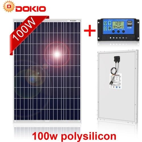 Dokio 100W Polycrystalline Silicon Solar Panel China 18V 1012x660x30MM Size Panel Solar Top quality Solar Battery China