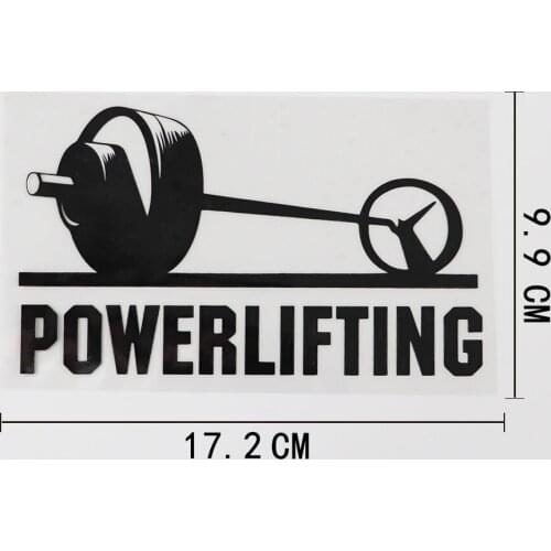 17.2CMX9.9CM Powerlifting Gym Fitness Sports Decal Vinyl Car Sticker Black/Silver 8A-0982